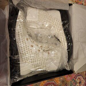 NWB - Lace Me In Pearls Combat Boots - White, Size 8